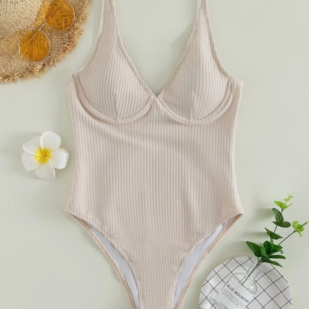 Apricot Ribbed swimsuit/bodysuit